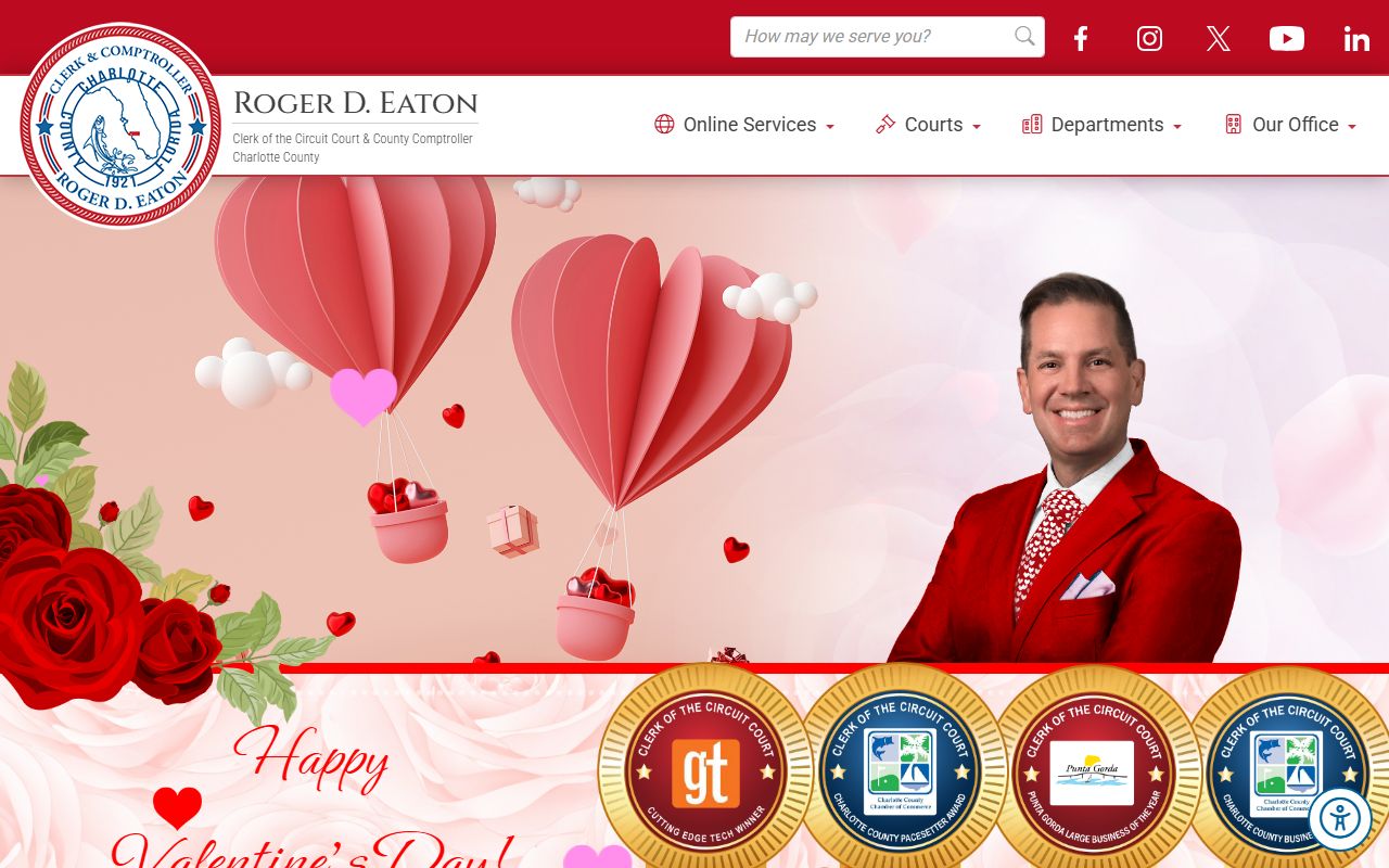 Charlotte County Clerk of Court homepage for traffic ticket records