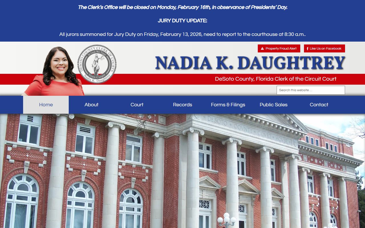 DeSoto County Clerk of Courts website for traffic ticket records