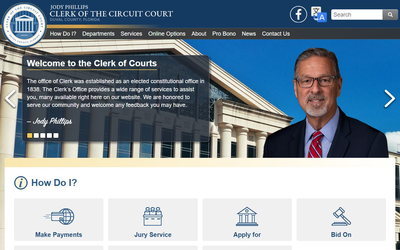 Duval County Clerk of Courts website for traffic ticket records in Jacksonville
