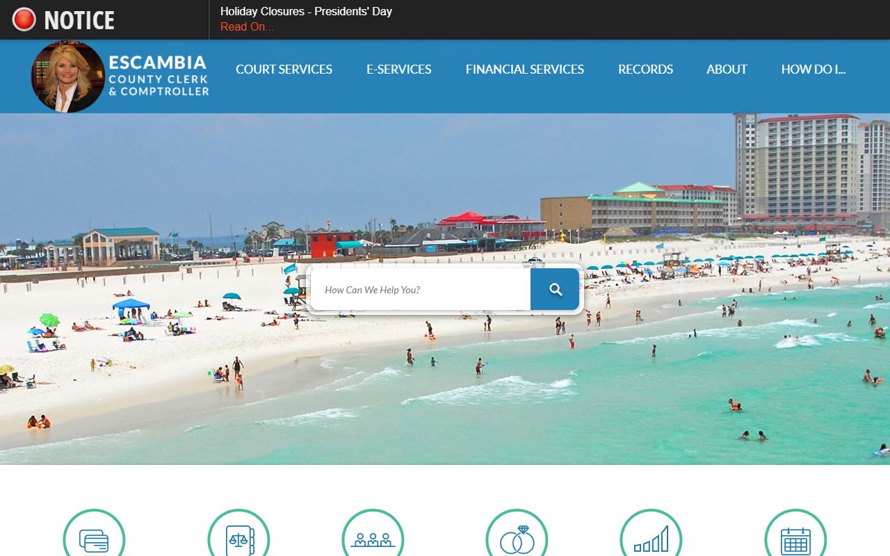 Escambia County Clerk of Courts website for traffic ticket records in Pensacola