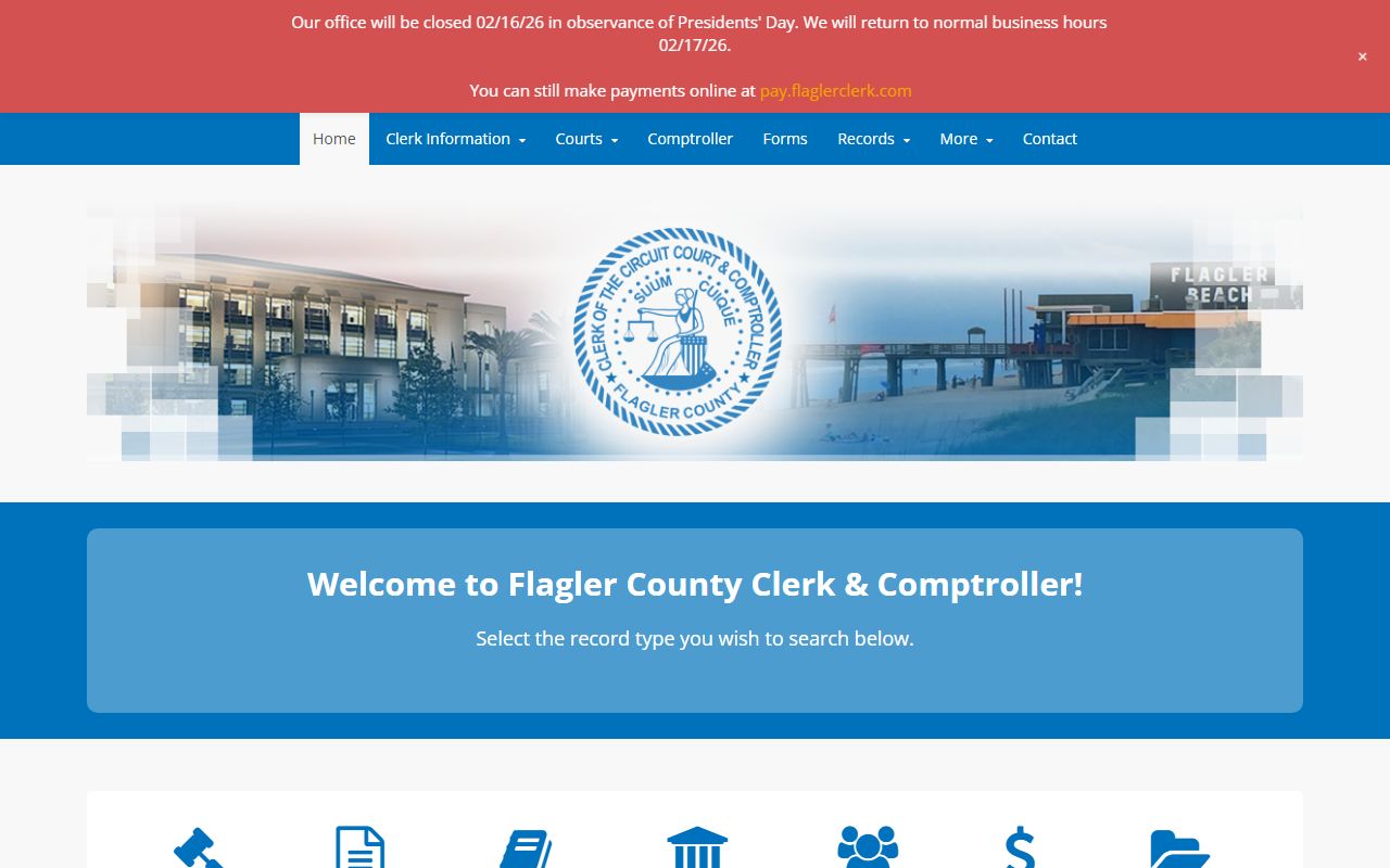 Flagler County Clerk of Courts website for traffic ticket records
