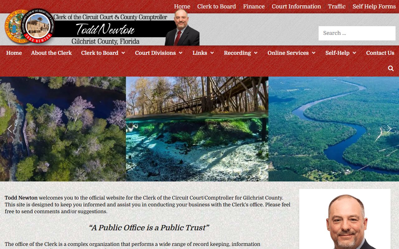 Gilchrist County Clerk of Courts website for traffic ticket records in Trenton