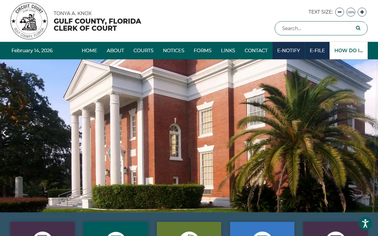 Gulf County Clerk of Court website for traffic ticket records