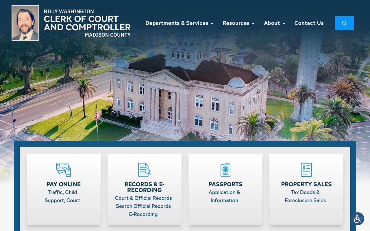 Madison County Clerk of Court homepage for traffic ticket records
