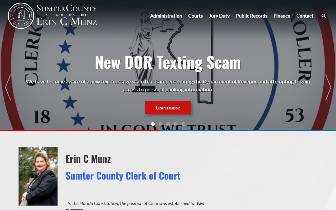 Sumter County Clerk of Court website for traffic ticket records