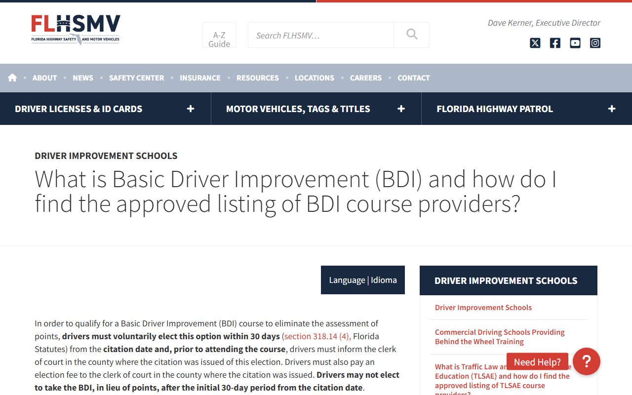 FLHSMV approved traffic school list for Florida traffic ticket records